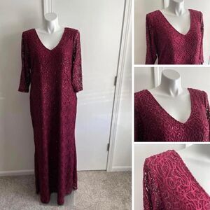 Lace and Sequin Raspberry Gown, Size 20W